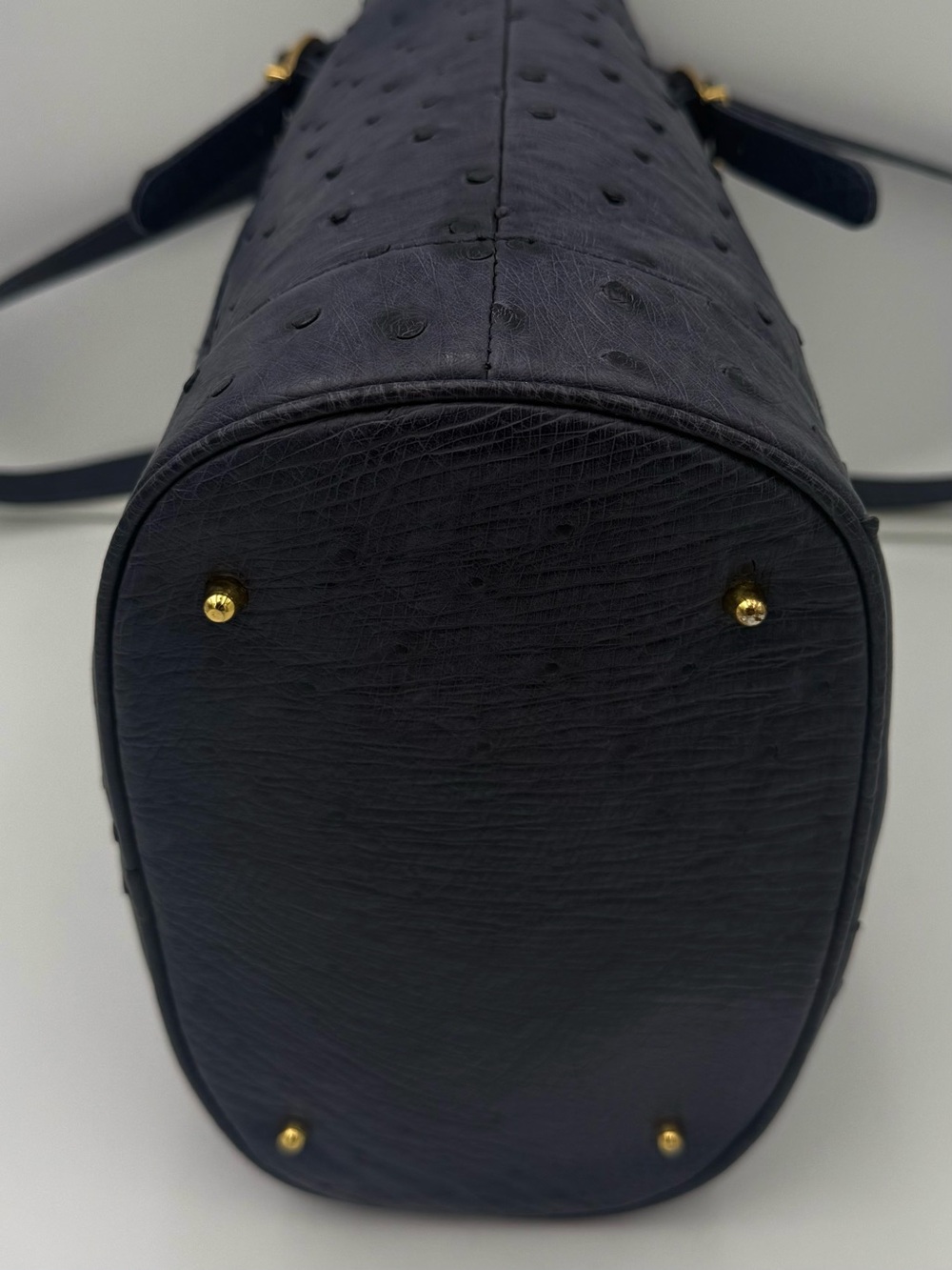 JRA • Blue Exotic Genuine OSTRICH Blue Bucket 24 Shoulder Bag - Made in JAPAN - Picture 13 of 16